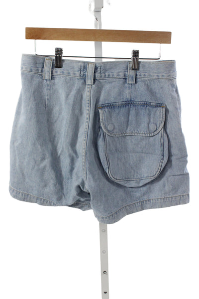 Agolde Women Cargo Shorts Blue Organic Cotton Button Designer Size 26