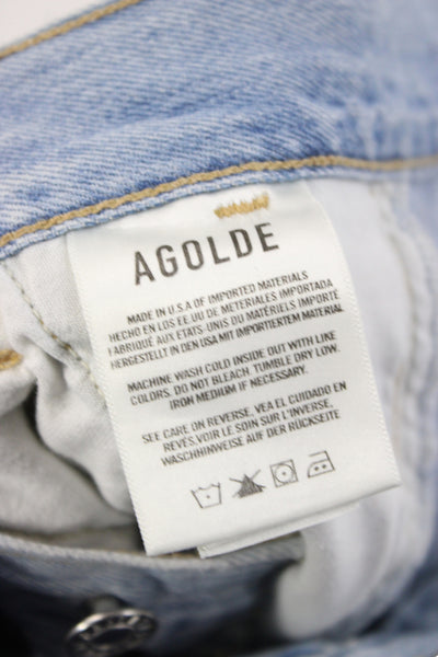 Agolde Women Cargo Shorts Blue Organic Cotton Button Designer Size 26