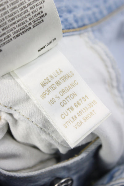 Agolde Women Cargo Shorts Blue Organic Cotton Button Designer Size 26