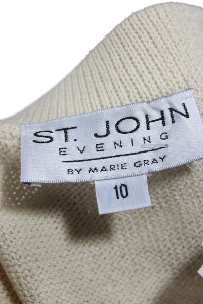 St. John Evening By Marie Gray Womens Ivory Knit Midi Skirt Size 10