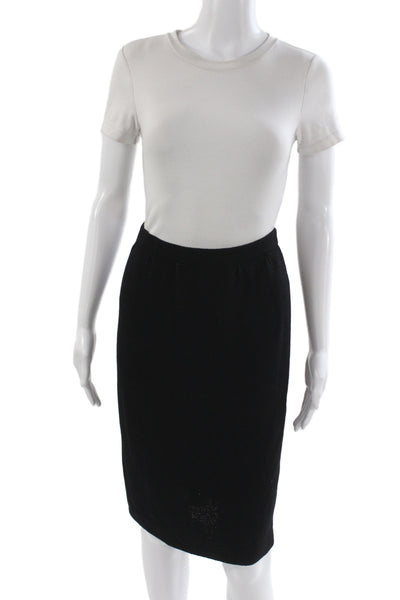 St. John Womens Knit Straight Pencil Skirt Black Knee Length Size 12