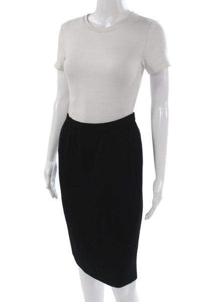 St. John Womens Knit Straight Pencil Skirt Black Knee Length Size 12