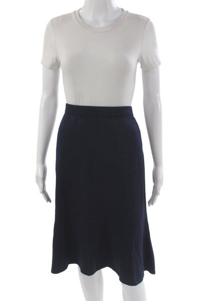 St. John Collection Womens A-Line Wool Knee Length Skirt Blue Size 12