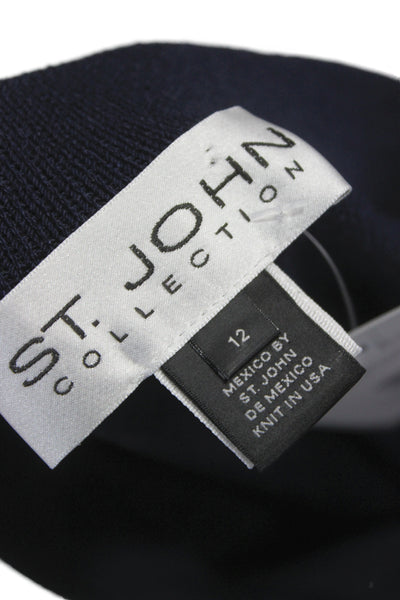 St. John Collection Womens A-Line Wool Knee Length Skirt Blue Size 12