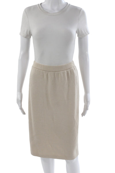 St John Collection Women Straight Pencil Skirt Beige Knit Knee Length Size 12