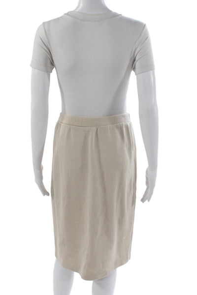 St John Collection Women Straight Pencil Skirt Beige Knit Knee Length Size 12