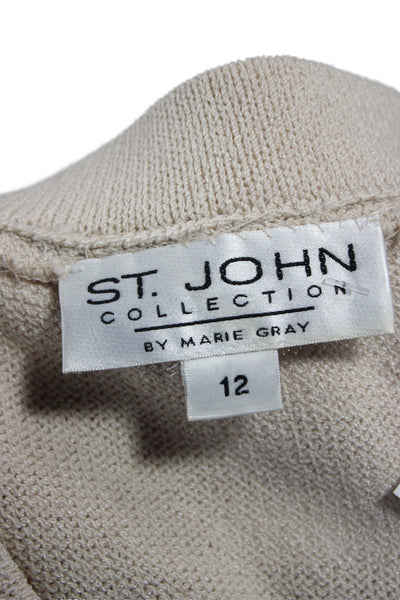 St John Collection Women Straight Pencil Skirt Beige Knit Knee Length Size 12