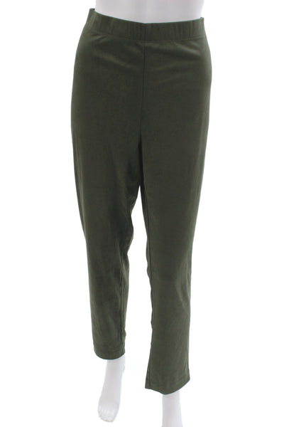 Susan Graver Womens Dress Pants Green Polyester Pull-On Solid Size L