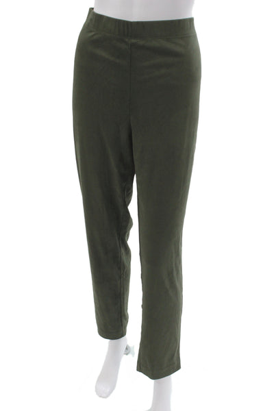 Susan Graver Womens Dress Pants Green Polyester Pull-On Solid Size L