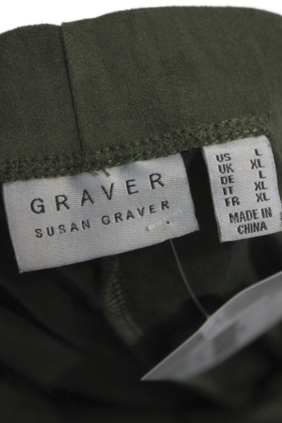 Susan Graver Womens Dress Pants Green Polyester Pull-On Solid Size L
