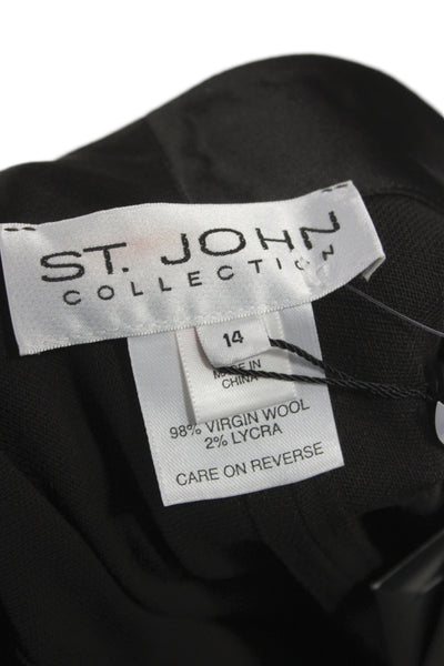 St. John Collection Women Dress Pants Black Virgin Wool Size 14