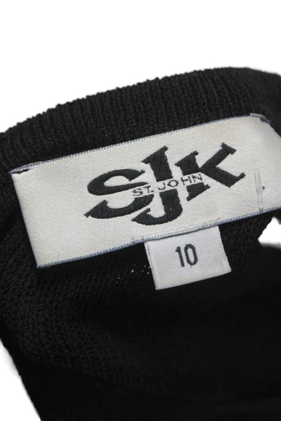 St. John Women Black Wool Blend Sleeveless Crew Neck Basic Tank Size 10