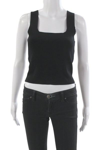525 Womens Basic Viscose Square Neck Sleeveless Tank Black Size S