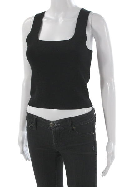 525 Womens Basic Viscose Square Neck Sleeveless Tank Black Size S