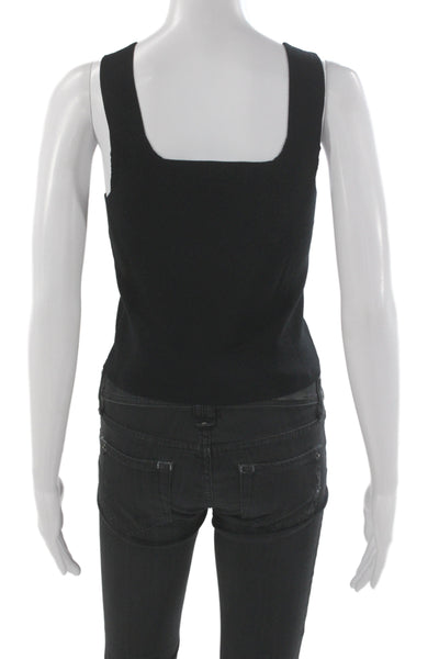 525 Womens Basic Viscose Square Neck Sleeveless Tank Black Size S