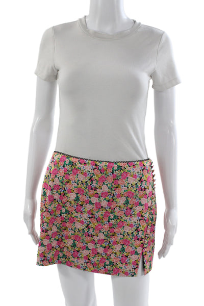 For Love & Lemons Womens Mini Floral Skirt Multicolor Polyester Size S