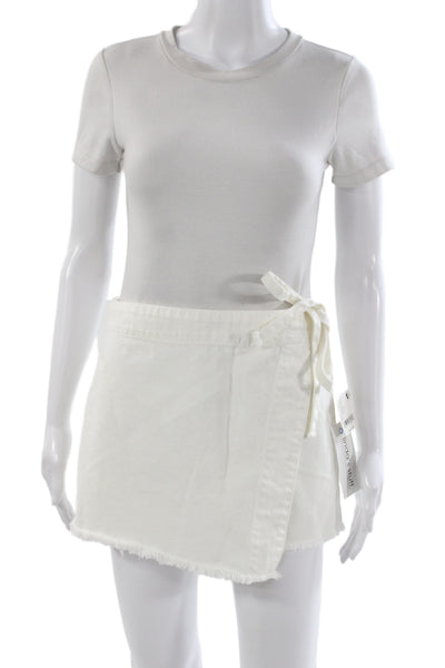 We The Free Women Wrap Skort White Cotton Tie Waist Size 6