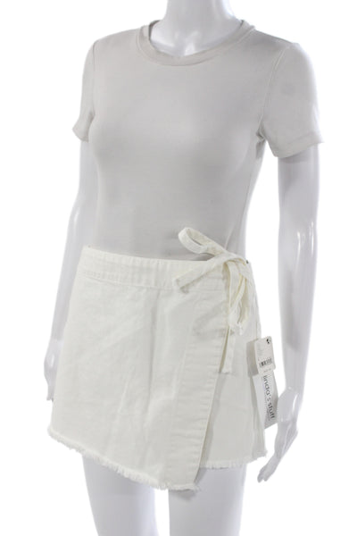 We The Free Women Wrap Skort White Cotton Tie Waist Size 6