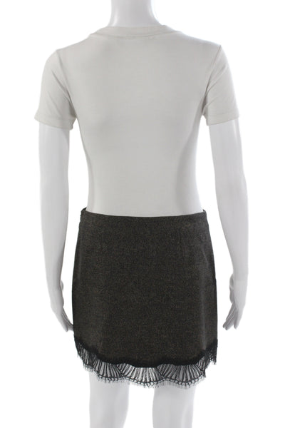ALC Womens Mini Wool Skirt Brown Zip Designer Size 2