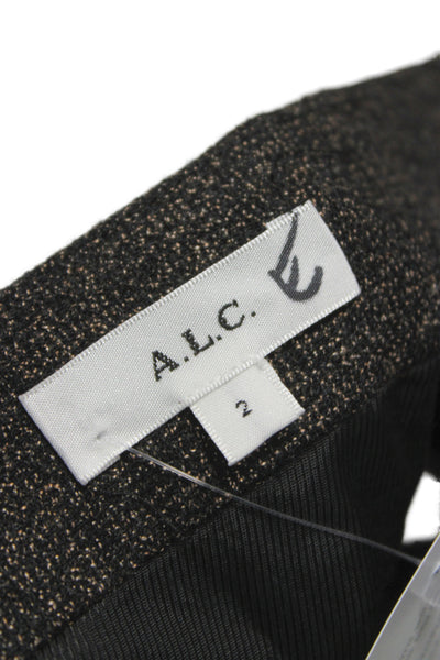 ALC Womens Mini Wool Skirt Brown Zip Designer Size 2