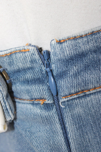 Lovers + Friends Women Mini Skirt Blue Cotton Zip Short Size M