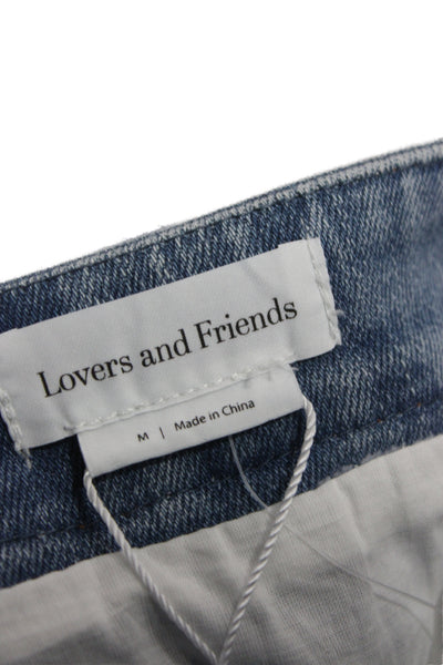 Lovers + Friends Women Mini Skirt Blue Cotton Zip Short Size M