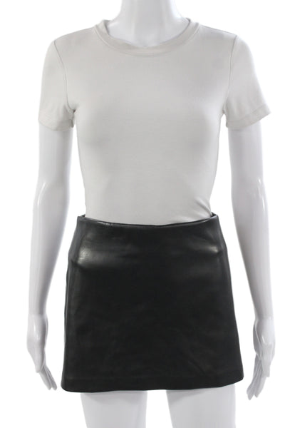 Amanda Uprichard Women Black Mini Skirt Tie Waist Polyurethane Size M