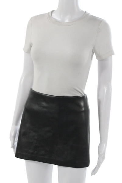 Amanda Uprichard Women Black Mini Skirt Tie Waist Polyurethane Size M