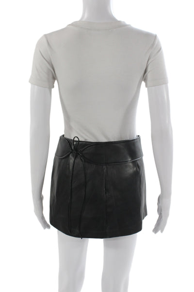 Amanda Uprichard Women Black Mini Skirt Tie Waist Polyurethane Size M
