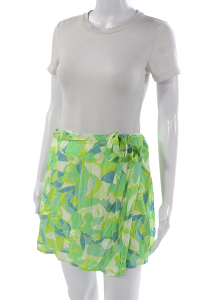 Faithfull The Brand Womens Wrap Floral Rayon Knee Length Skirt Green Size 6
