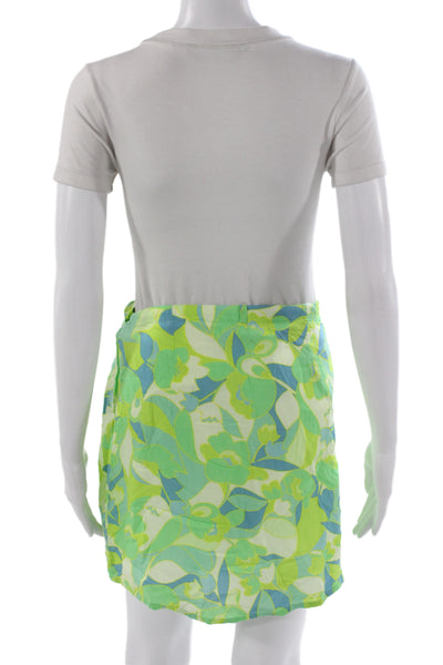 Faithfull The Brand Womens Wrap Floral Rayon Knee Length Skirt Green Size 6