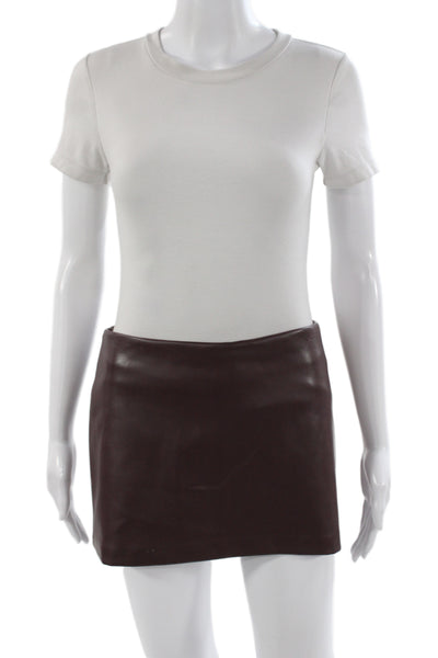 Amanda Uprichard Womens Mini Skirt Brown PU Zip Solid Designer Fall Size S