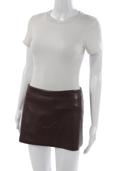 Amanda Uprichard Womens Mini Skirt Brown PU Zip Solid Designer Fall Size S