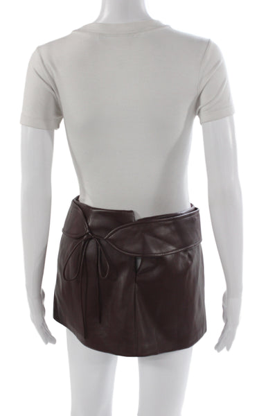 Amanda Uprichard Womens Mini Skirt Brown PU Zip Solid Designer Fall Size S