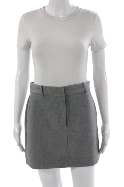 Babaton Womens Mini Skirt Gray Recycled Polyester Zip Short Size 4