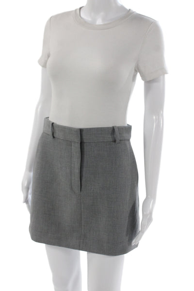Babaton Womens Mini Skirt Gray Recycled Polyester Zip Short Size 4