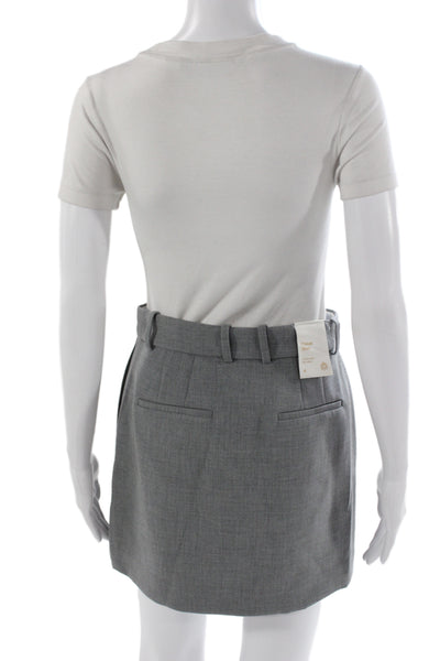 Babaton Womens Mini Skirt Gray Recycled Polyester Zip Short Size 4