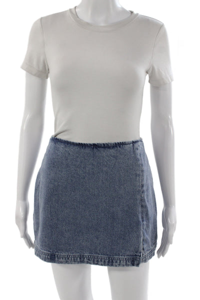 Amanda Uprichard Women Mini Blue Cotton Skirt Size M