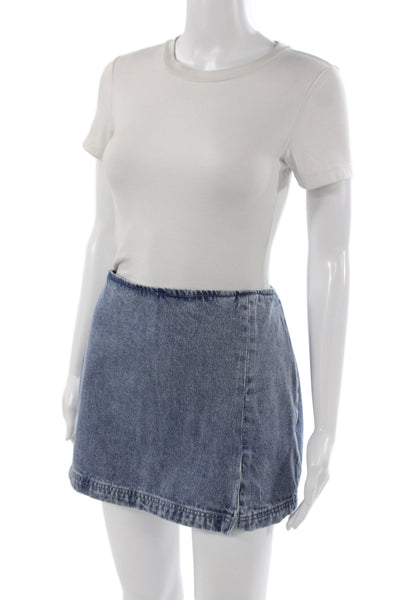 Amanda Uprichard Women Mini Blue Cotton Skirt Size M