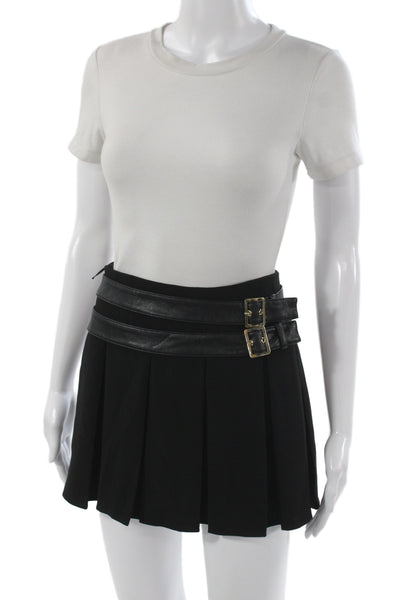 Amanda Uprichard Women Mini Skirt Black Polyester Short Zip Preppy Size M