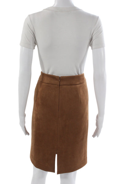 Tahari Women Straight Pencil Skirt Brown Polyester Zip Short Size 10