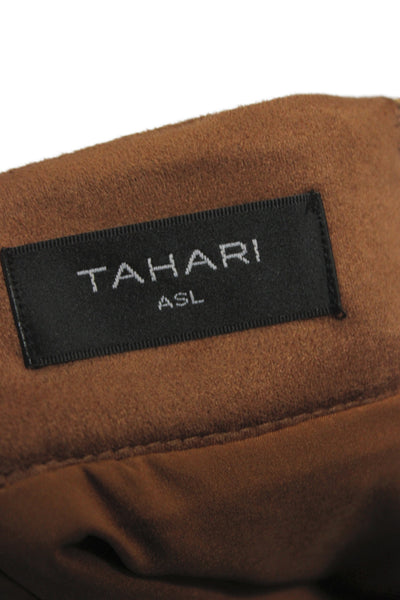 Tahari Women Straight Pencil Skirt Brown Polyester Zip Short Size 10