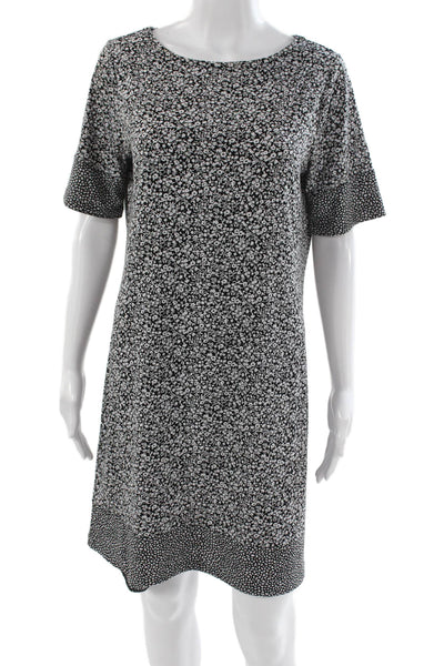 Michael Michael Kors Women Black Shift Dress Boat Neck Short Sleeve Size M