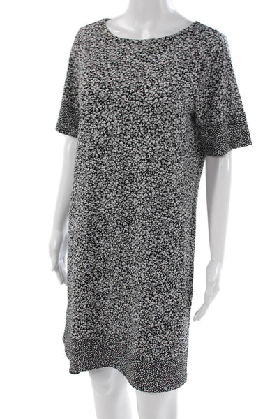 Michael Michael Kors Women Black Shift Dress Boat Neck Short Sleeve Size M