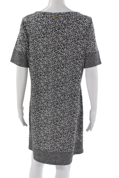 Michael Michael Kors Women Black Shift Dress Boat Neck Short Sleeve Size M
