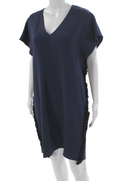 Derek Lam 10 Crosby Womens Shift Dress Blue V-Neck Short Sleeve Size 6