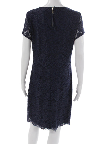 Laundry by Shelli Segal Womens Shift Dress Blue Floral Short Sleeve Size 10