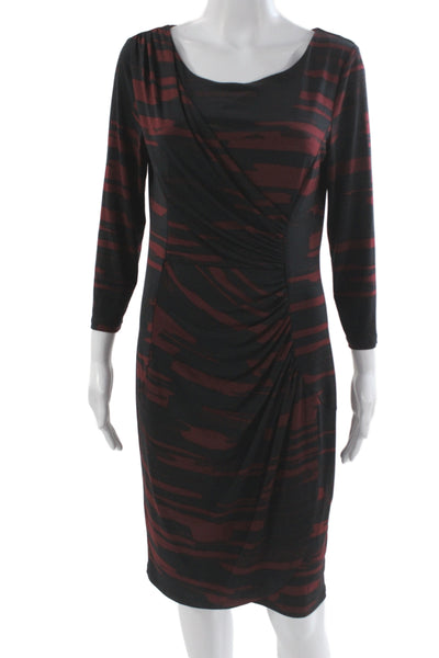 Calvin Klein Womens Sheath Black Knee Length 3/4 Sleeve Scoop Neck Dress Size M