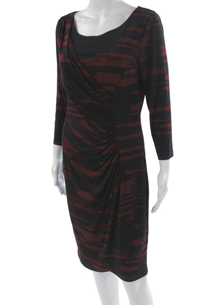 Calvin Klein Womens Sheath Black Knee Length 3/4 Sleeve Scoop Neck Dress Size M