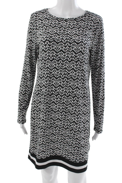 Michael Michael Kors Women Shift Dress Black Long Sleeve Round Neck Size M